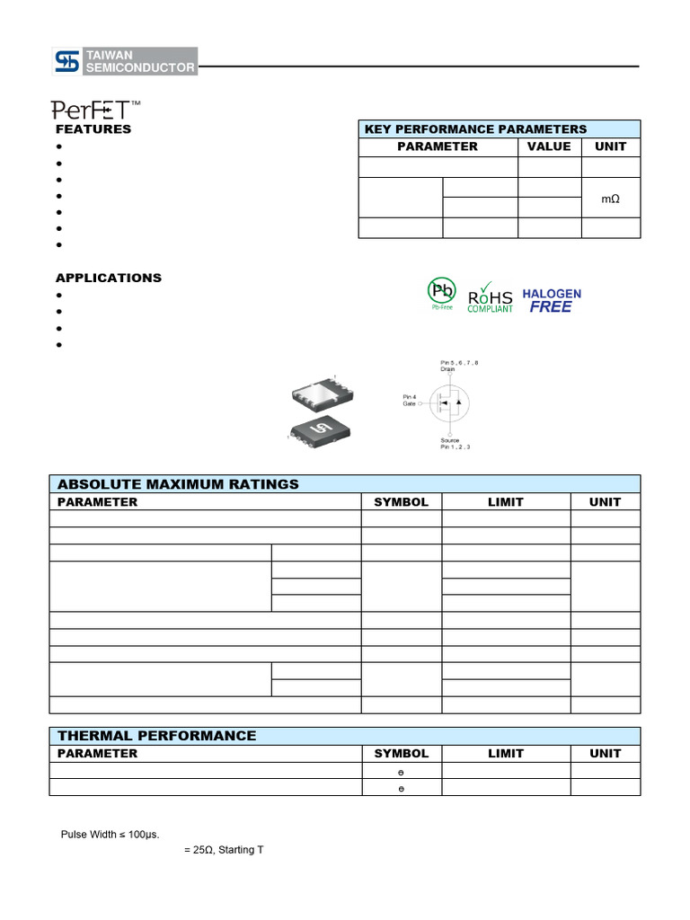 TSM063NH08CR Power Transistor Specs | PDF | Diode | Field Effect Transistor