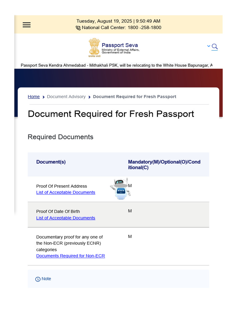 Document Required For Fresh Passport | PDF