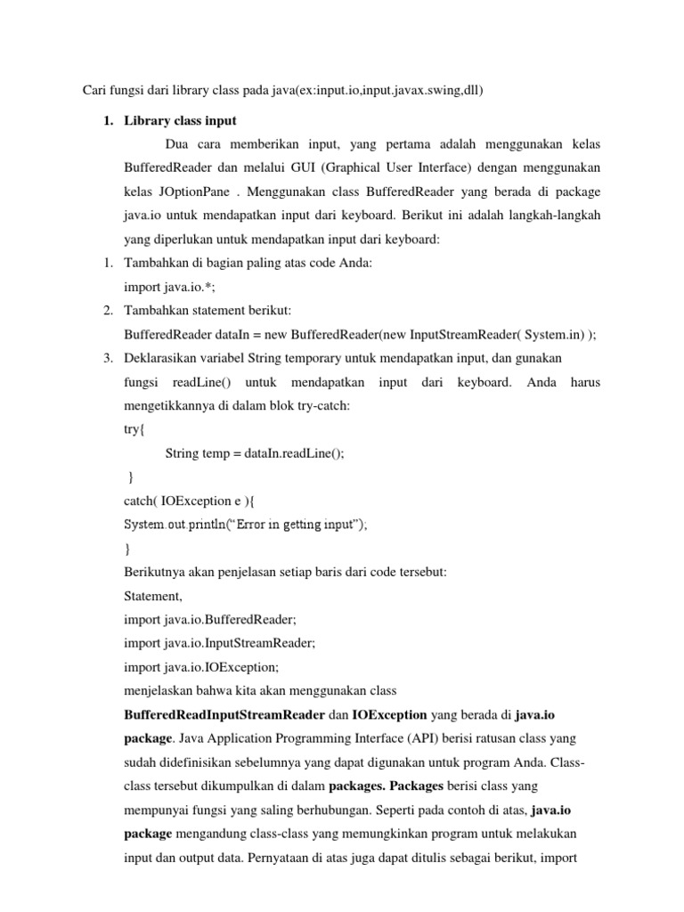 Fungsi Library Class dalam Java | PDF
