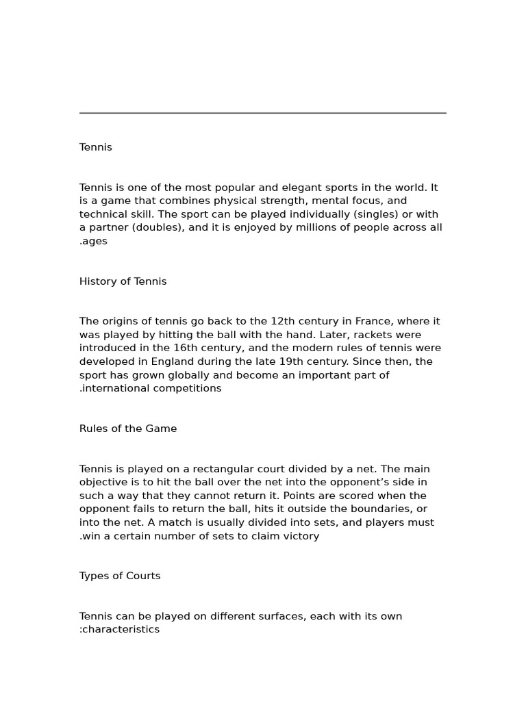 Tennis | PDF