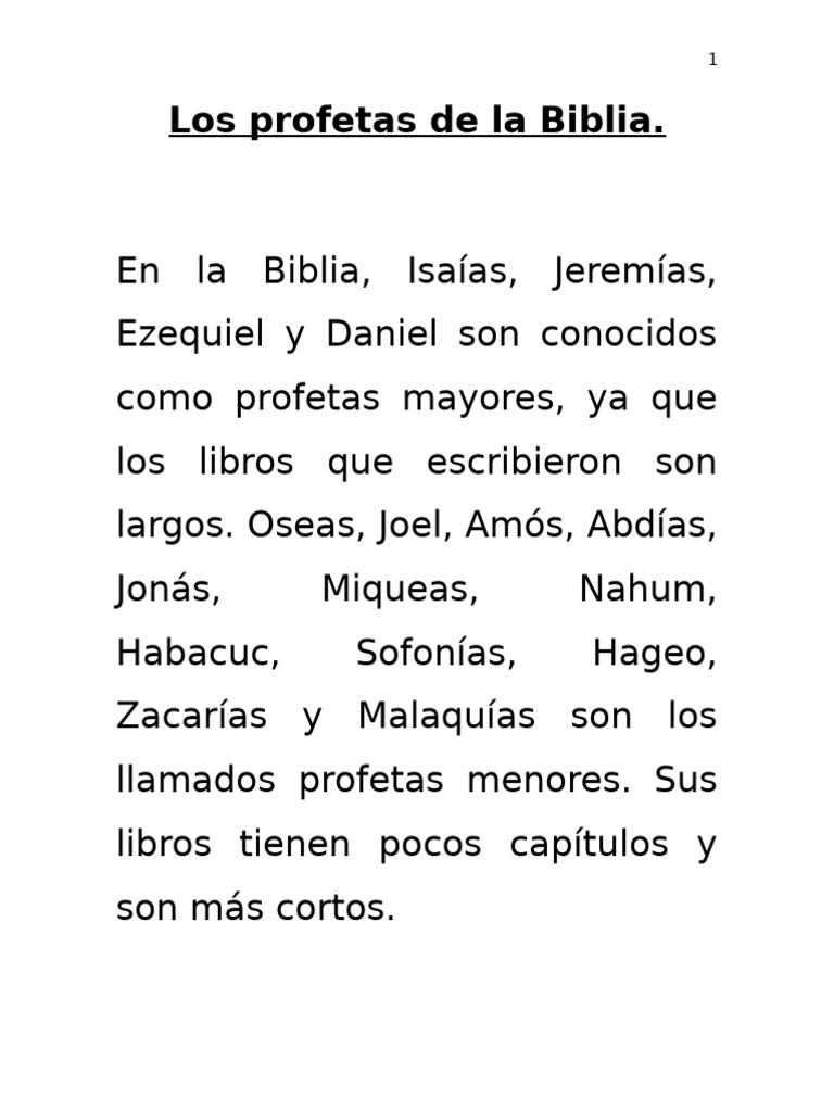 Los Profetas de La Biblia | PDF | Doce profetas menores | Biblia