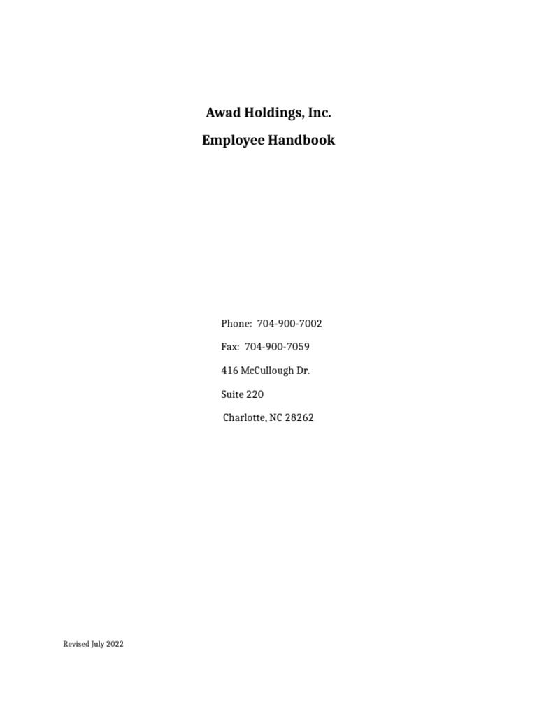 Awad Holdings Employee Handbook 2022 | PDF | Sexual Harassment | Justice