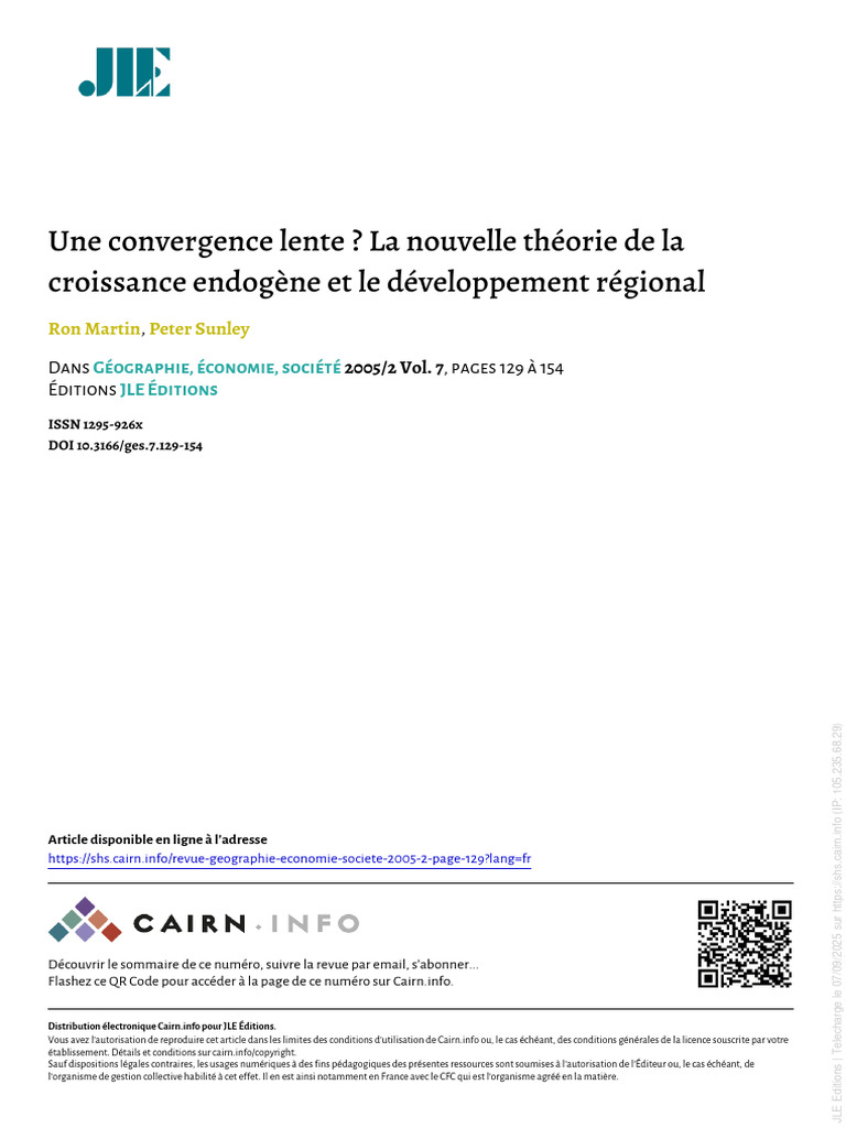 Croissance endogène et développement régional | PDF | Économie ...