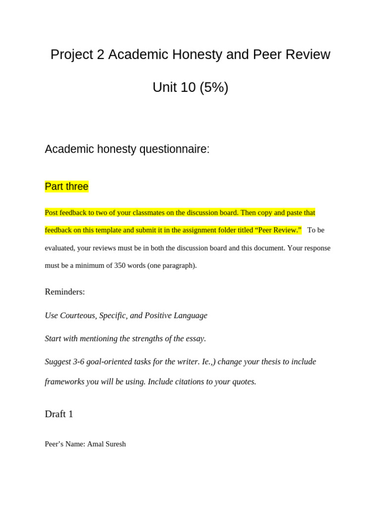 Peer Review Feedback Guidelines | PDF | Essays | Peer Review