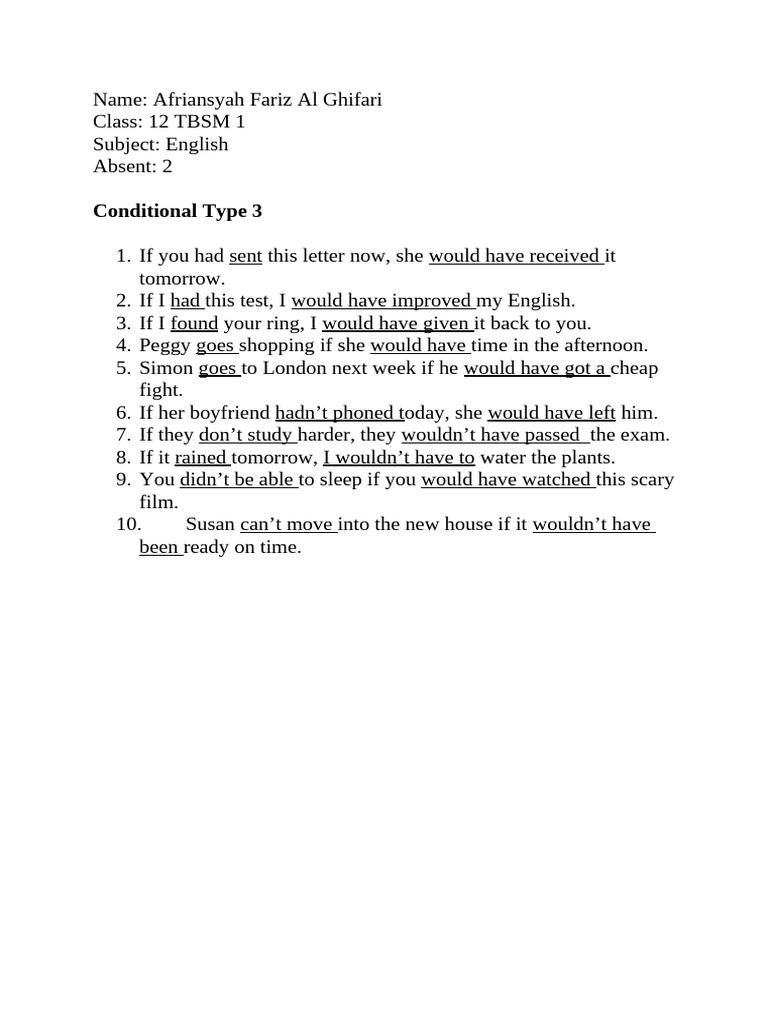 Conditional Type 3 - Afriansyah Fariz A | PDF