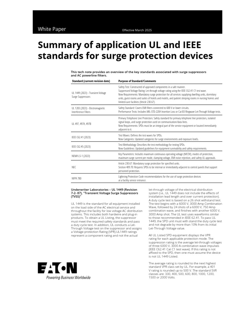 UL 497A Surge Protection Standards Overview | PDF | Manufactured Goods ...