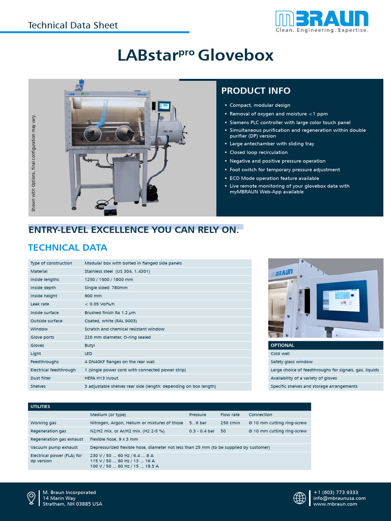 LABstarpro Glovebox Technical Specs | PDF | Modularity