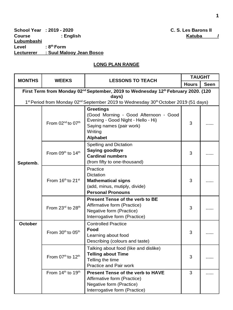8th Grade English Curriculum Plan 2019-2020 | PDF | Languages | Foreign ...
