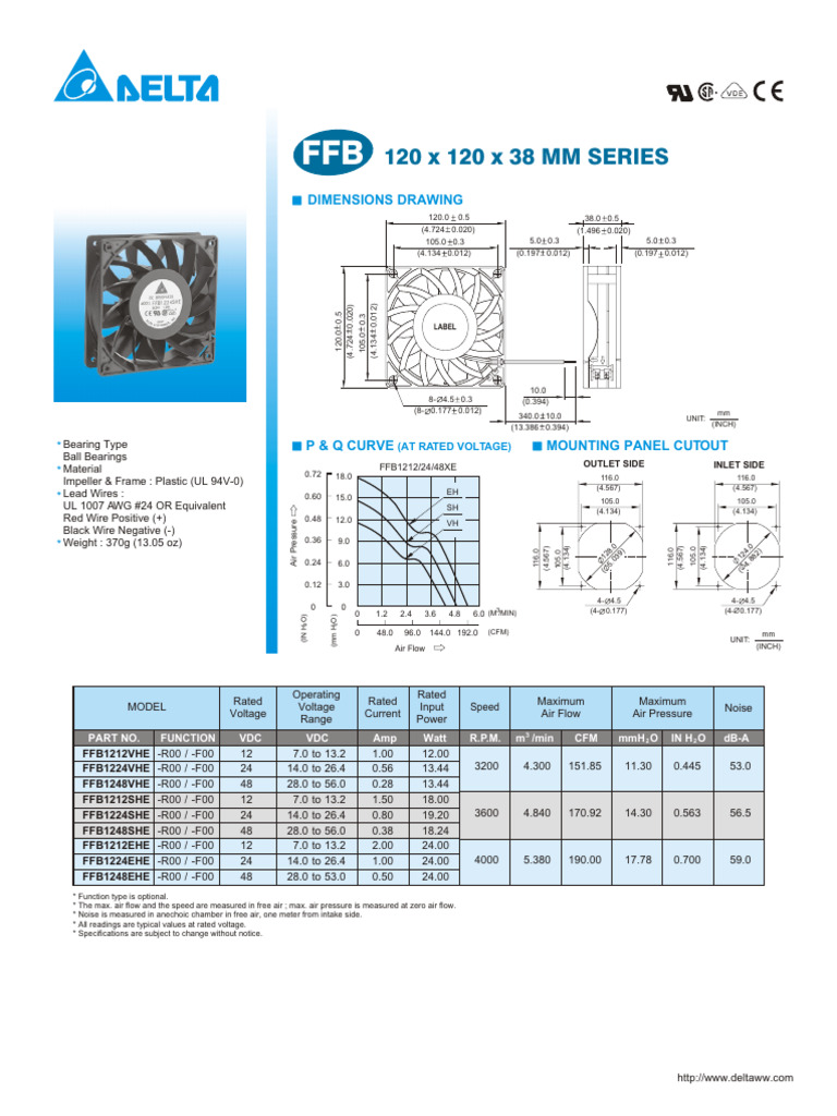 120x120x38mm Fan Specifications Guide | PDF | Electrical Engineering ...