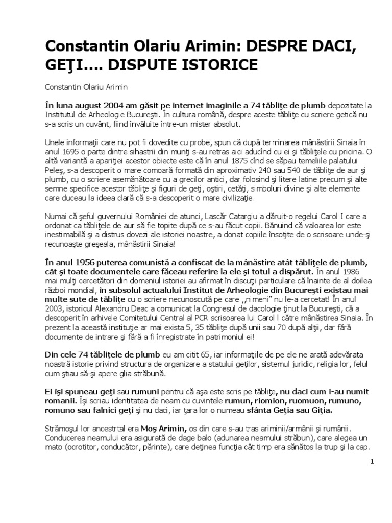 Despre Daci Geti Dispute Istorice | PDF