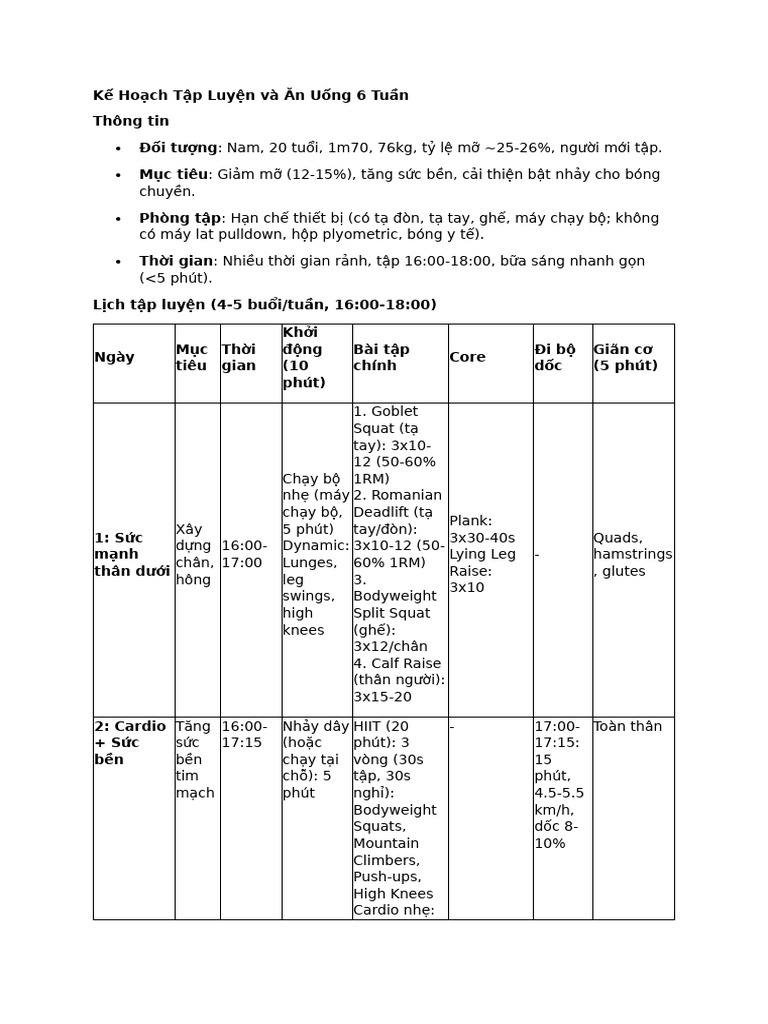 Workout Plan | PDF
