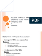 Role OF Financial Manager IN Creating Value FOR A Multi National Firm