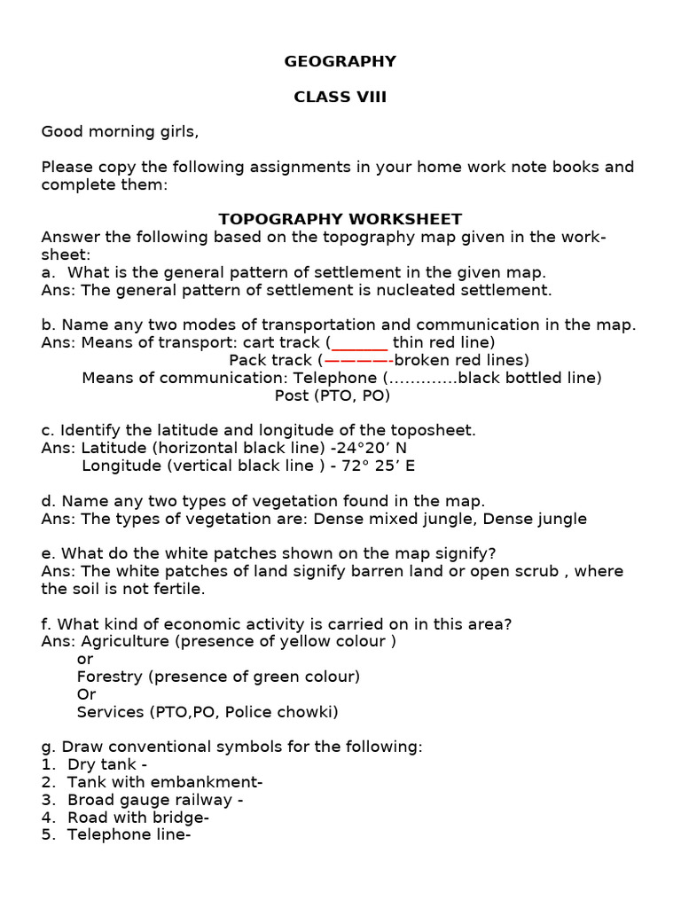 Geography Assignments for Class VIII | PDF