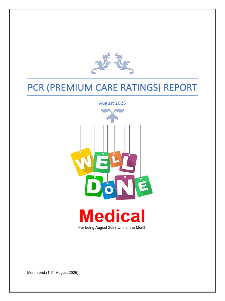 PCR August 2025 Month End Report | PDF | Hospital | Patient