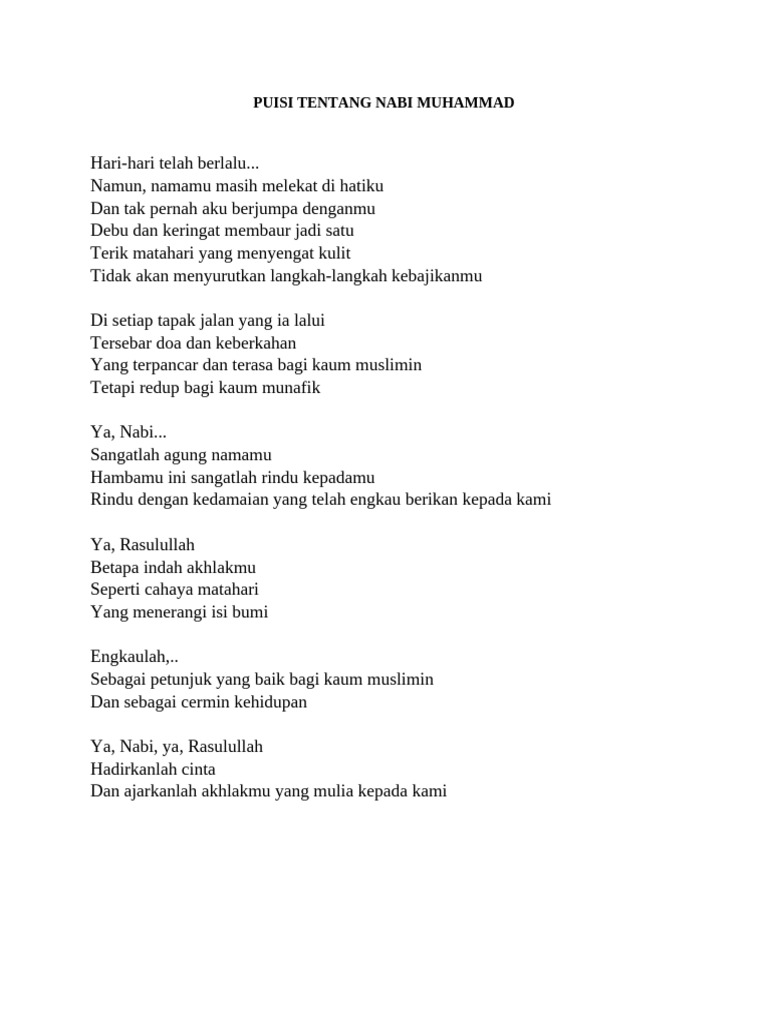 Puisi Rindu kepada Nabi Muhammad | PDF