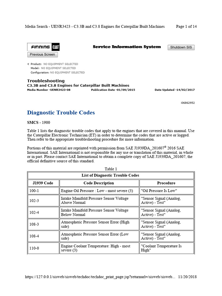 C3.3B and C3.8 Engine Trouble Codes | PDF | Analogue Electronics ...