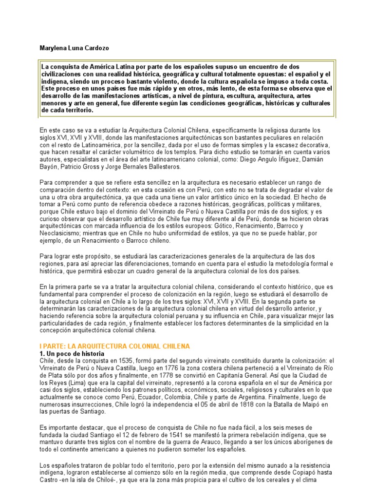 Arquitectura Colonial Chilena: Siglos XVI-XVIII | PDF | Chile ...