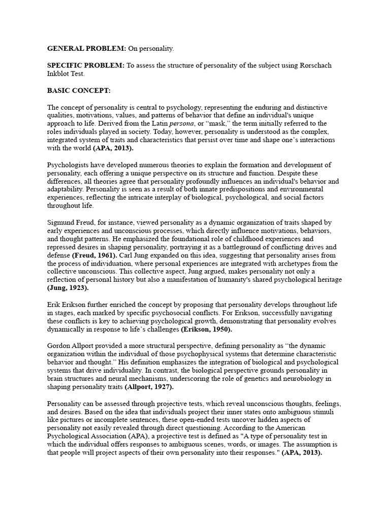Rorschach Test: Assessing Personality Structure | PDF | Mental Disorder ...