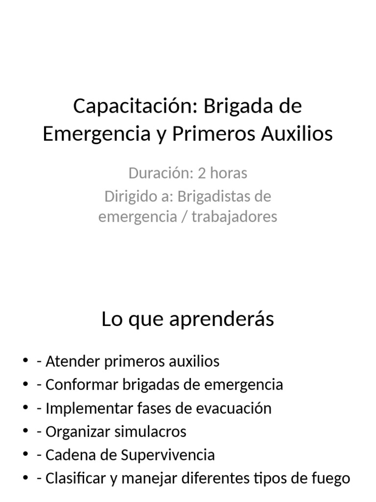Capacitación en Brigadas de Emergencia | PDF | Primeros auxilios | La ...