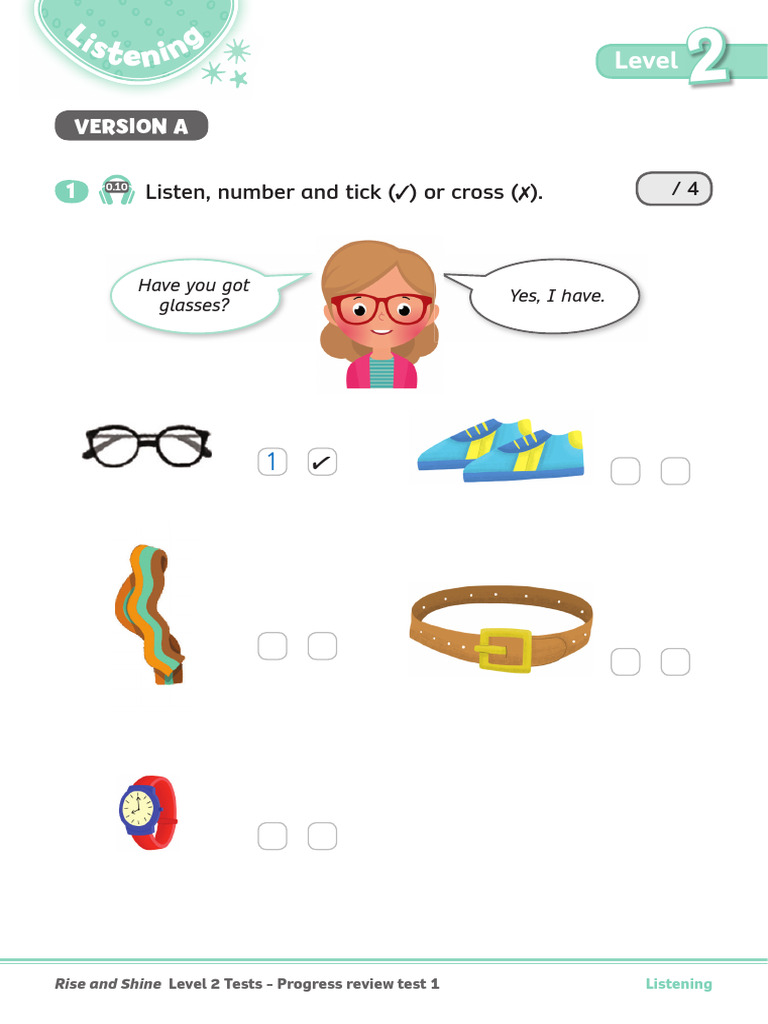 Rise and Shine Level 2 Progress Test | PDF