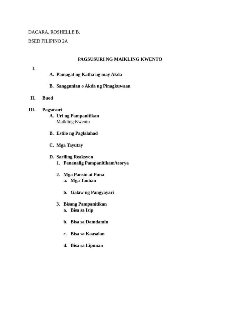 Format Sa Pagsusuri | PDF