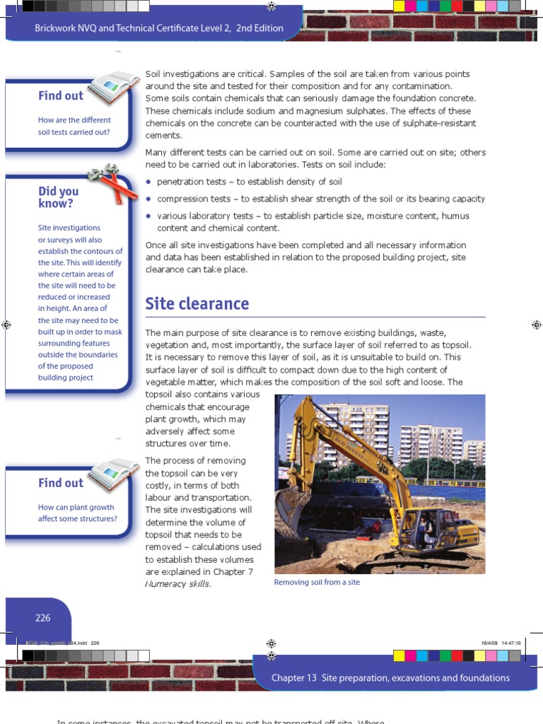 Soil Testing and Site Clearance Guide | PDF | Topsoil | Excavation ...