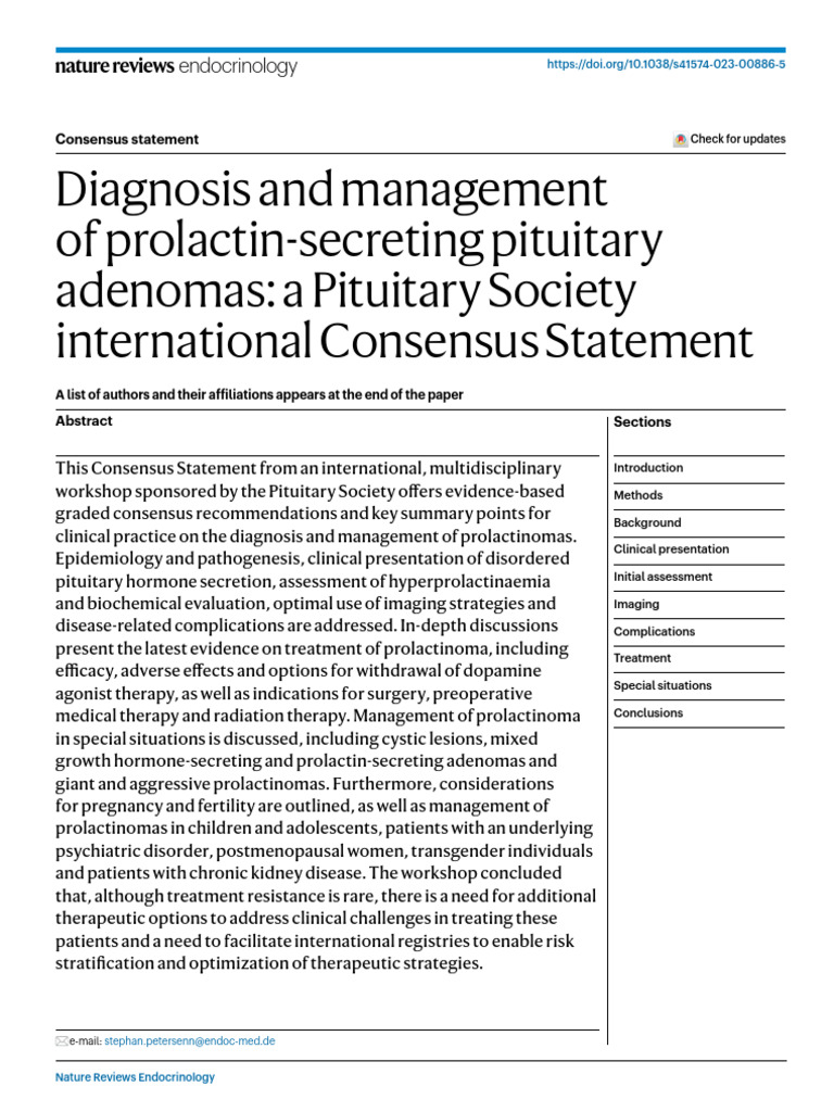 Prolactinoma Diagnosis and Management Guide | PDF | Diseases And ...