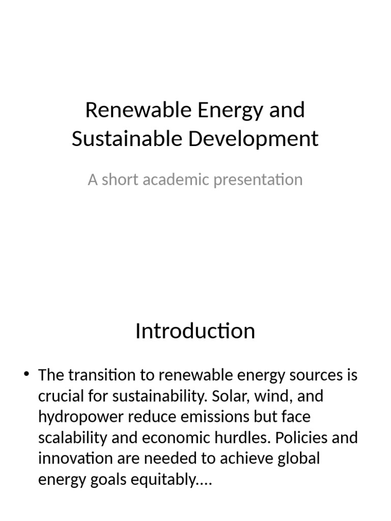 Renewable Energy for Sustainable Growth | PDF