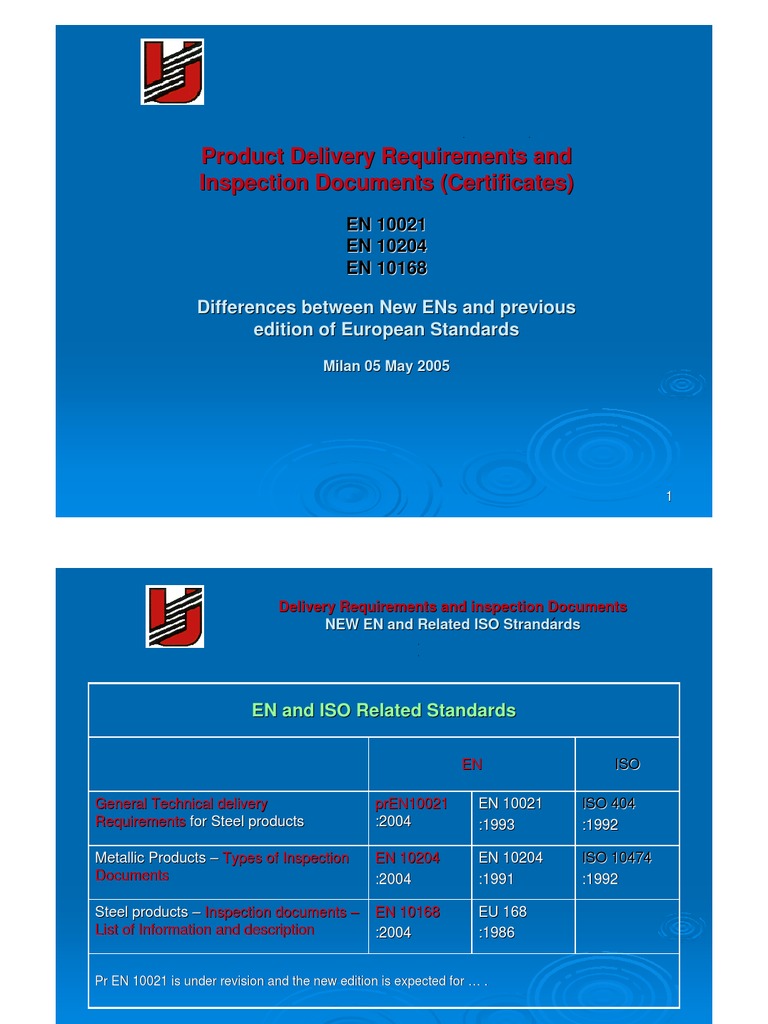 En 10204 specification technical standard evaluation