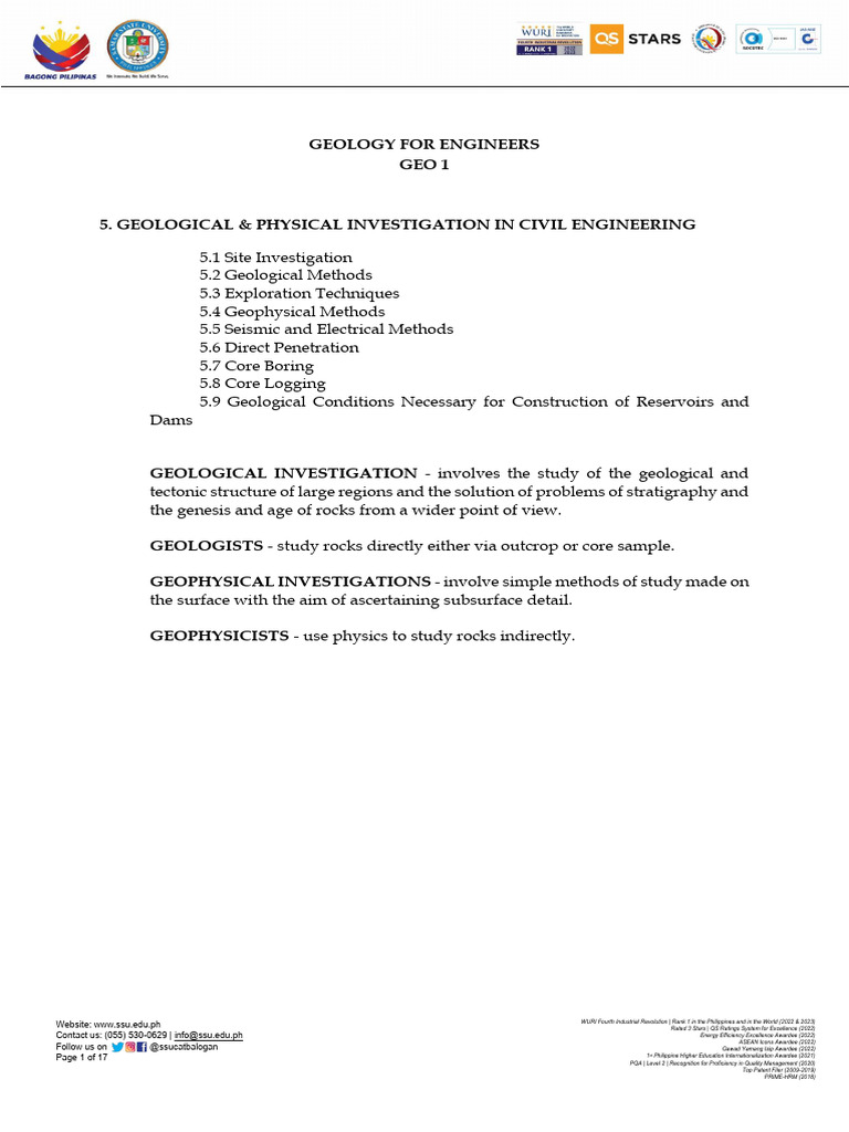 Geology for Engineers: Site Investigation Guide | PDF | Waves | Seismology