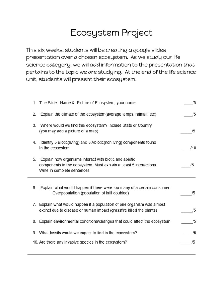 Ecosystem Project | PDF | Ecosystem | Foods