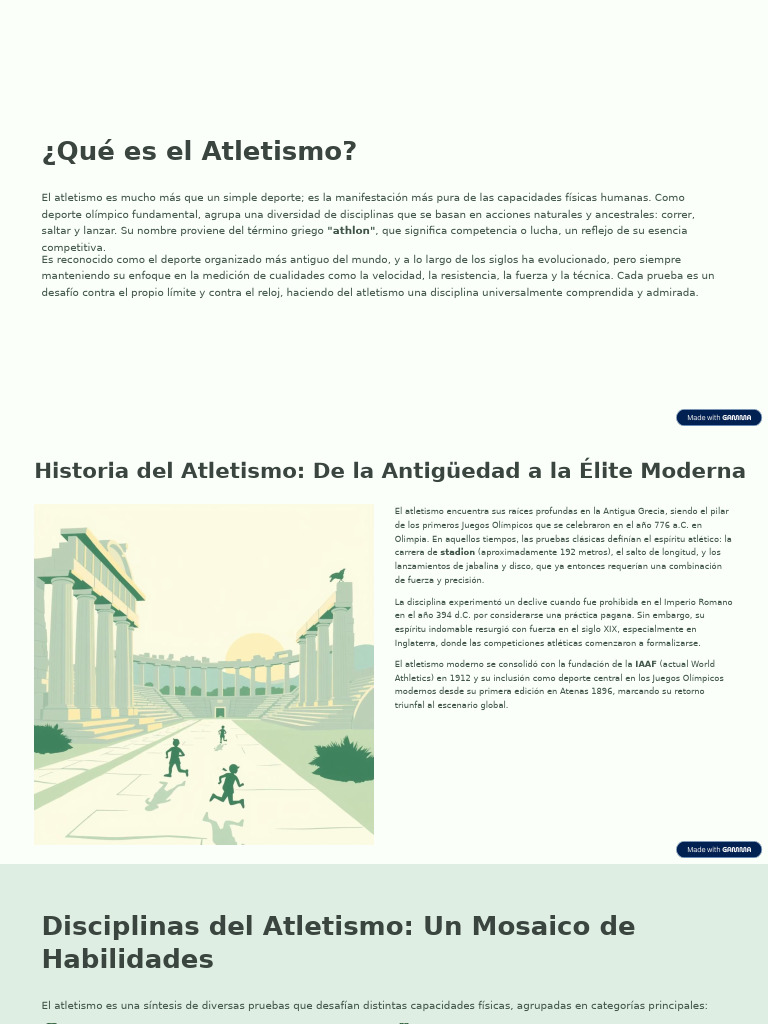 Historia y Disciplinas del Atletismo | PDF | Deporte del atletismo ...