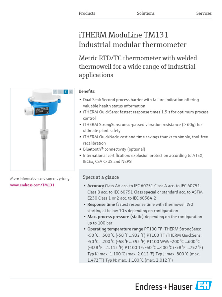 iTHERM ModuLine TM131 Overview | PDF | Applied And Interdisciplinary ...
