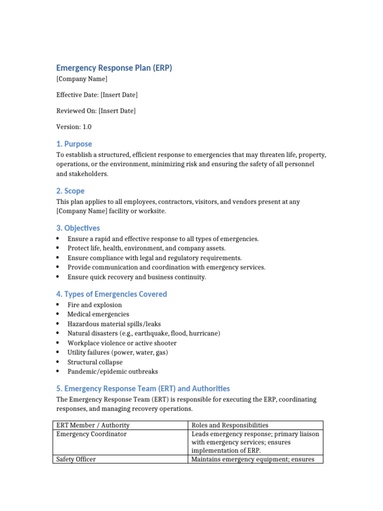Emergency Response Plan Overview | PDF | Emergency | Emergency Management