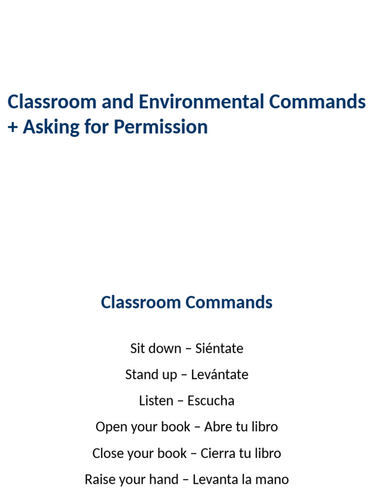 Classroom and Environmental Commands | PDF