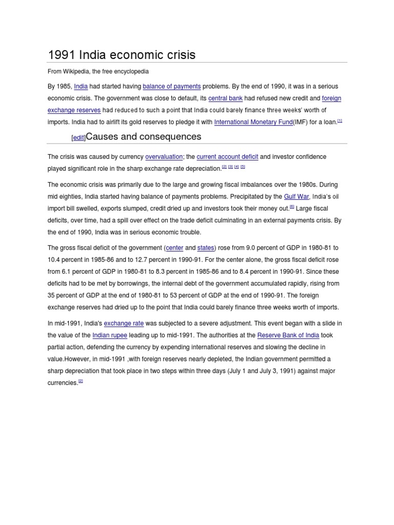 1991 India Economic Crisis | PDF | Finance & Money Management | Travel