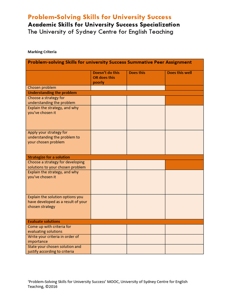 Marking Criteria | PDF
