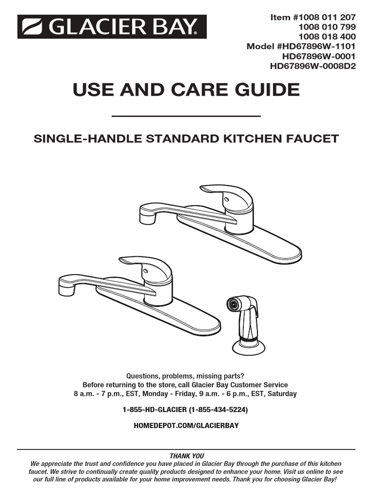 Kitchen Faucet Manual (Glacier Bay) CCCCCCCCCCCCCCCCCCCC | PDF | Sink | Tap (Valve)