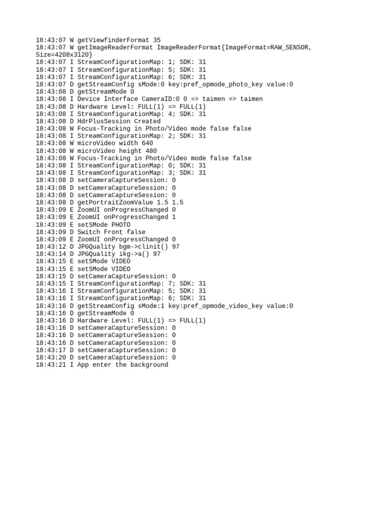 Camera Stream Configuration Log | PDF