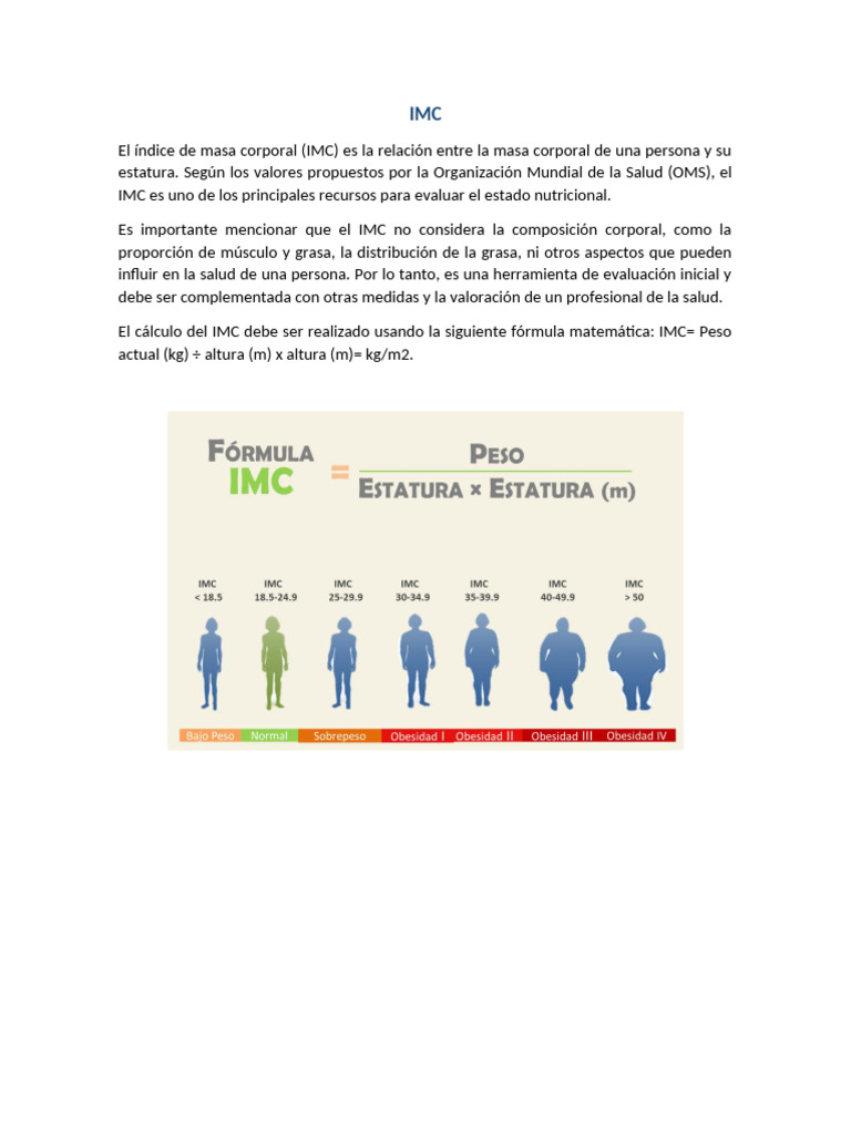 ¿Qué es el IMC y cómo calcularlo? | PDF