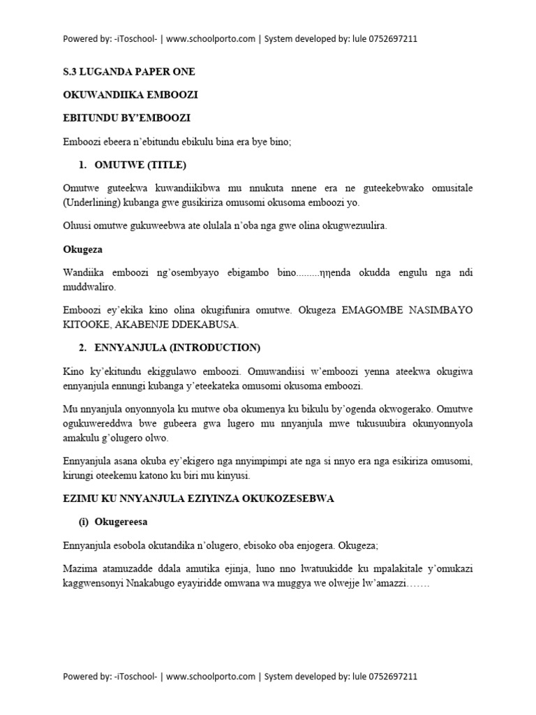 Guide to Writing Luganda Essays | PDF