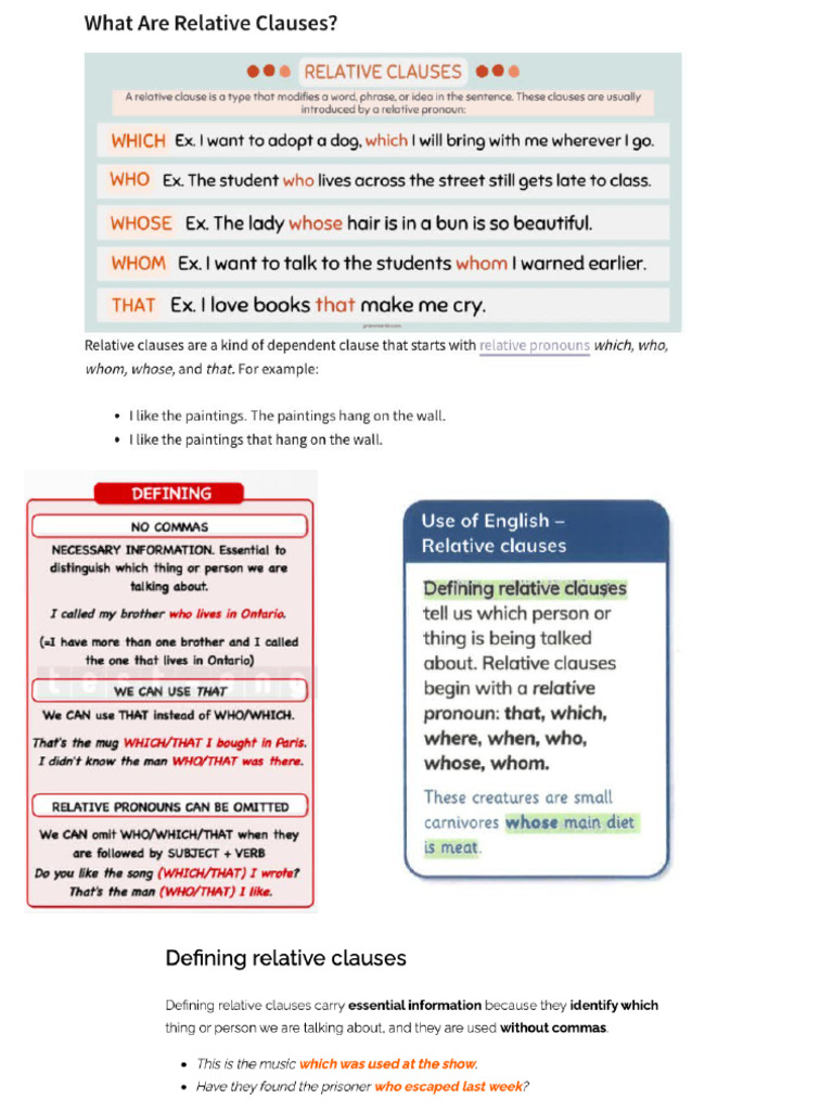 DEFINING Relative Clause | PDF