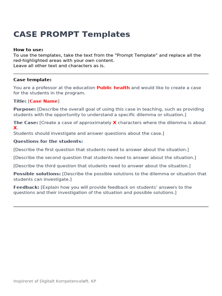 Public Health Case Prompt Templates | PDF