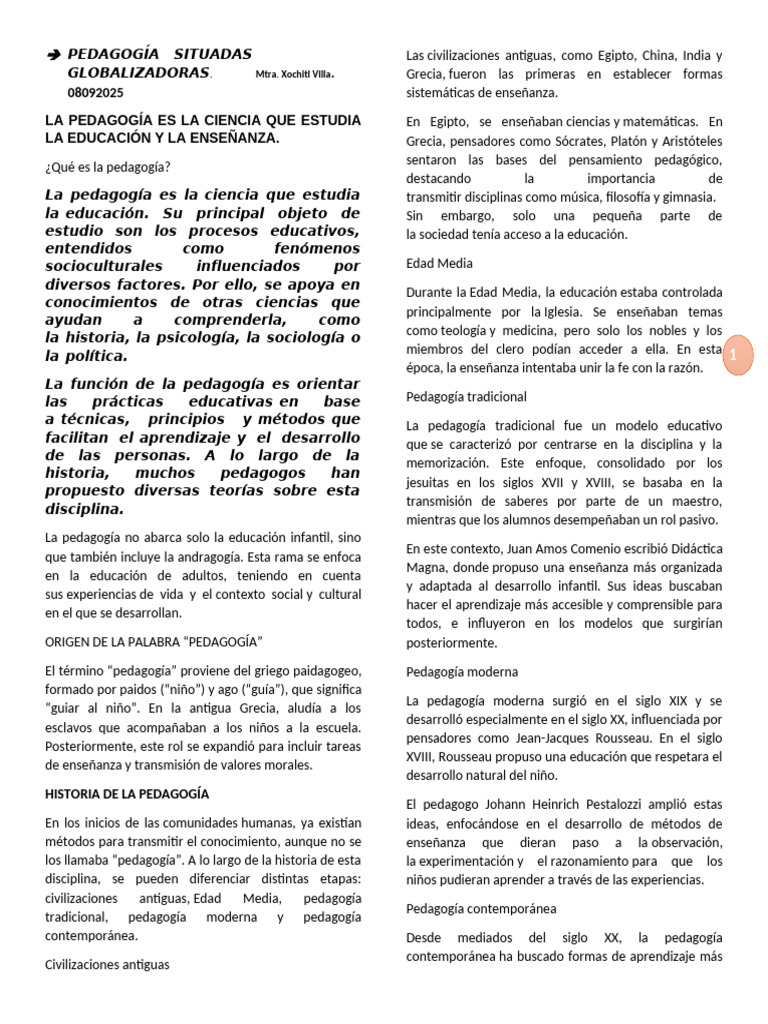 Introducción a la Pedagogía y sus Tipos | PDF | Pedagogía | Enseñando