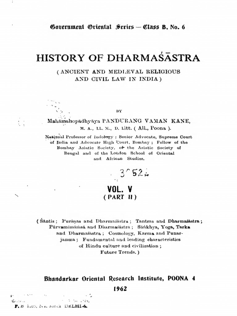 History of Dharmasastra: Ancient India Law | PDF | Hindu Literature