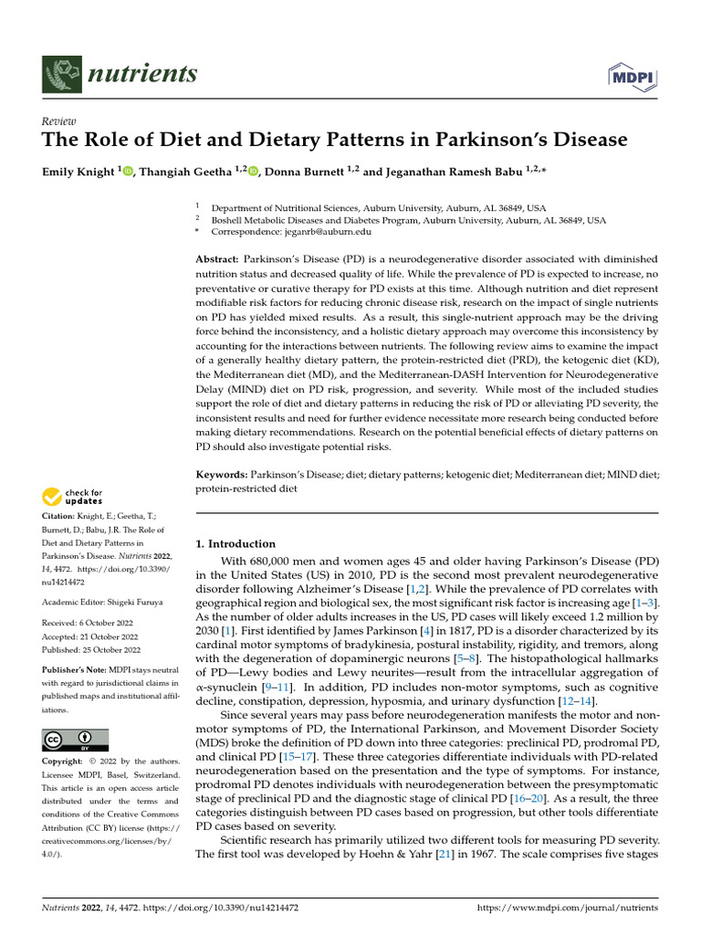 Dieta e Doença de Parkinson | PDF | Healthy Diet | Diet (Nutrition)