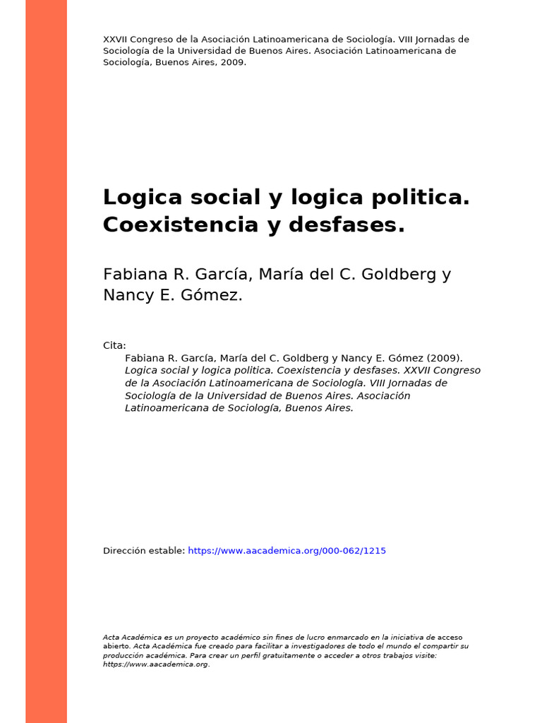 Fabiana R. García, María Del C. Go (... ) (2009) - Logica Social y ...