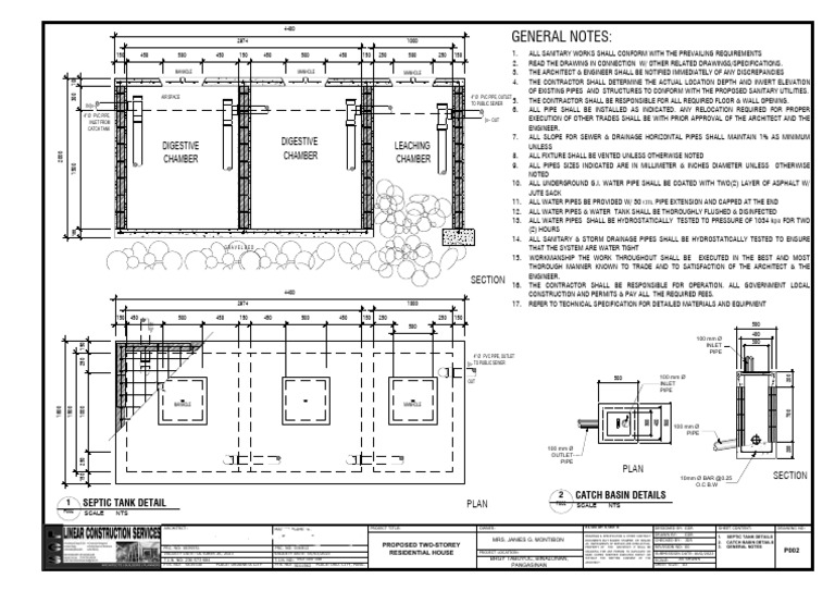 Septic Tank and Catch Basin Details | PDF | Sanitary Sewer | Hydraulic ...