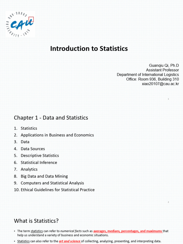 Introduction to Statistics Overview | PDF | Level Of Measurement ...