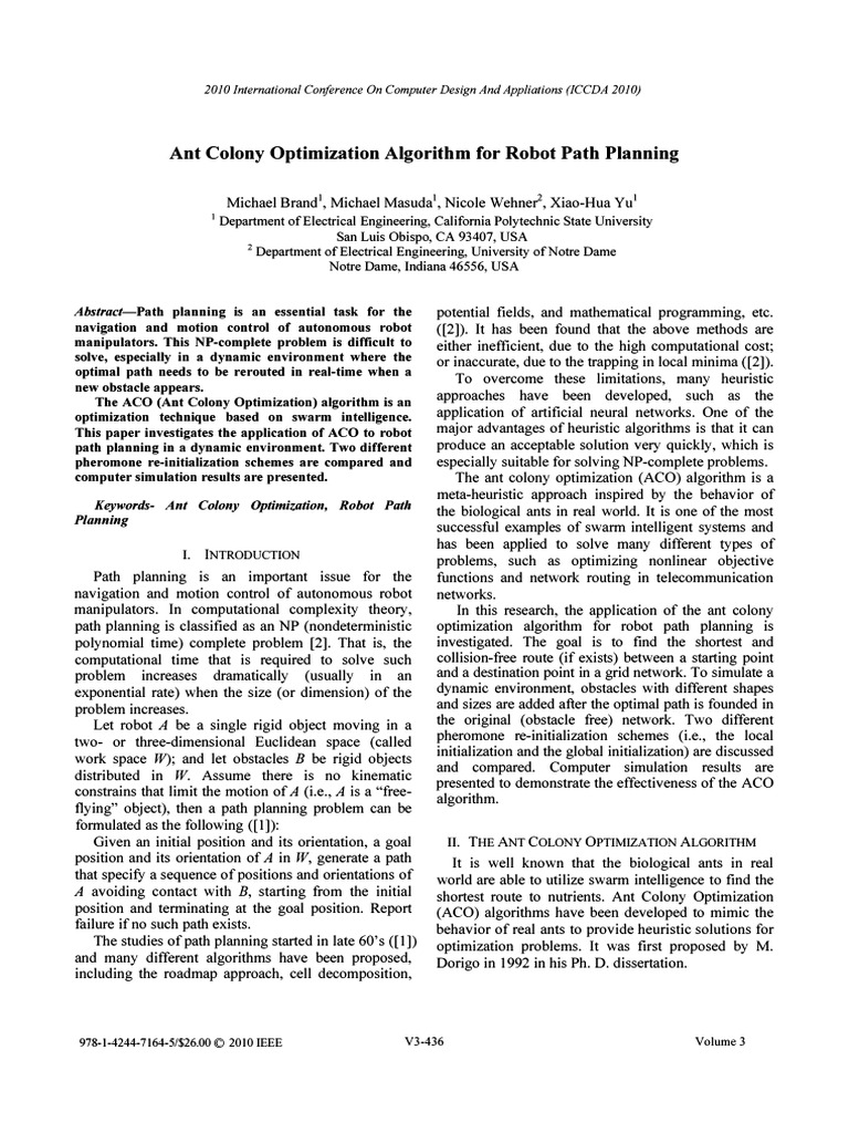 ACO Algorithm for Robot Path Planning | PDF | Mathematical Optimization ...